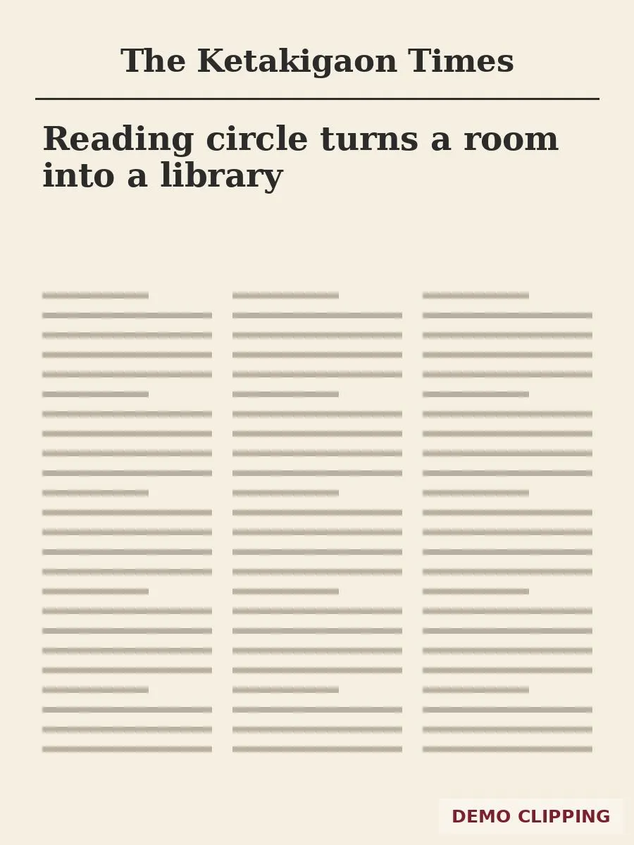 Open clipping from The Ketakigaon Times: Reading circle turns a room into a library